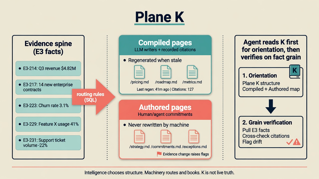 Plane K: compiled vs authored